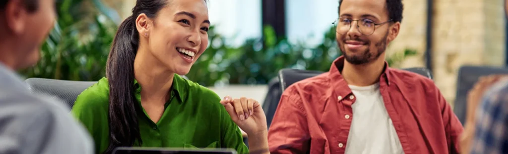 Colleagues Smiling and Laughing