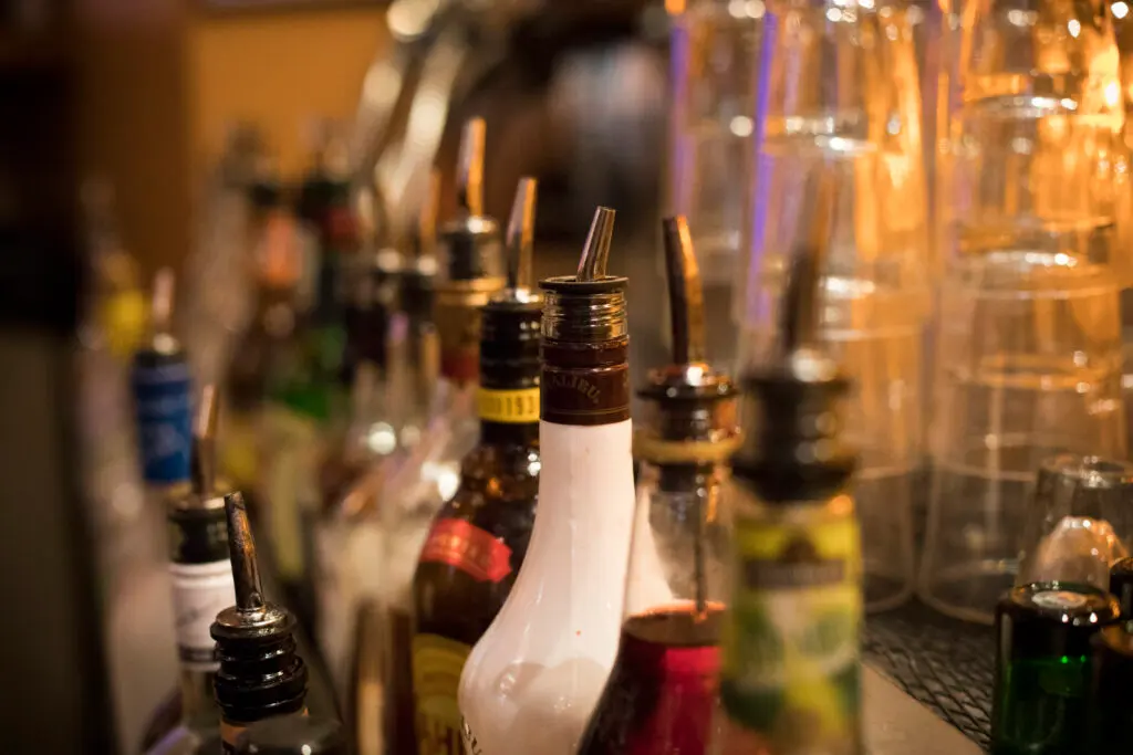 This Dec. 25, 2018, photo shows Malibu rum and other alcohols at the Back Bowl bowling alley in Eagle, Colo.